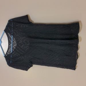 Three Dots - Short Sleeve Lace Tee Shirt - Women's Size XS, Black NEW